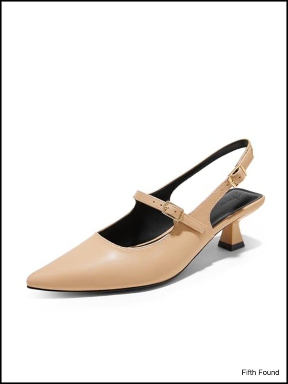 Kitten Heels Slingback 2 Inch Pointed Toe Pumps Leather